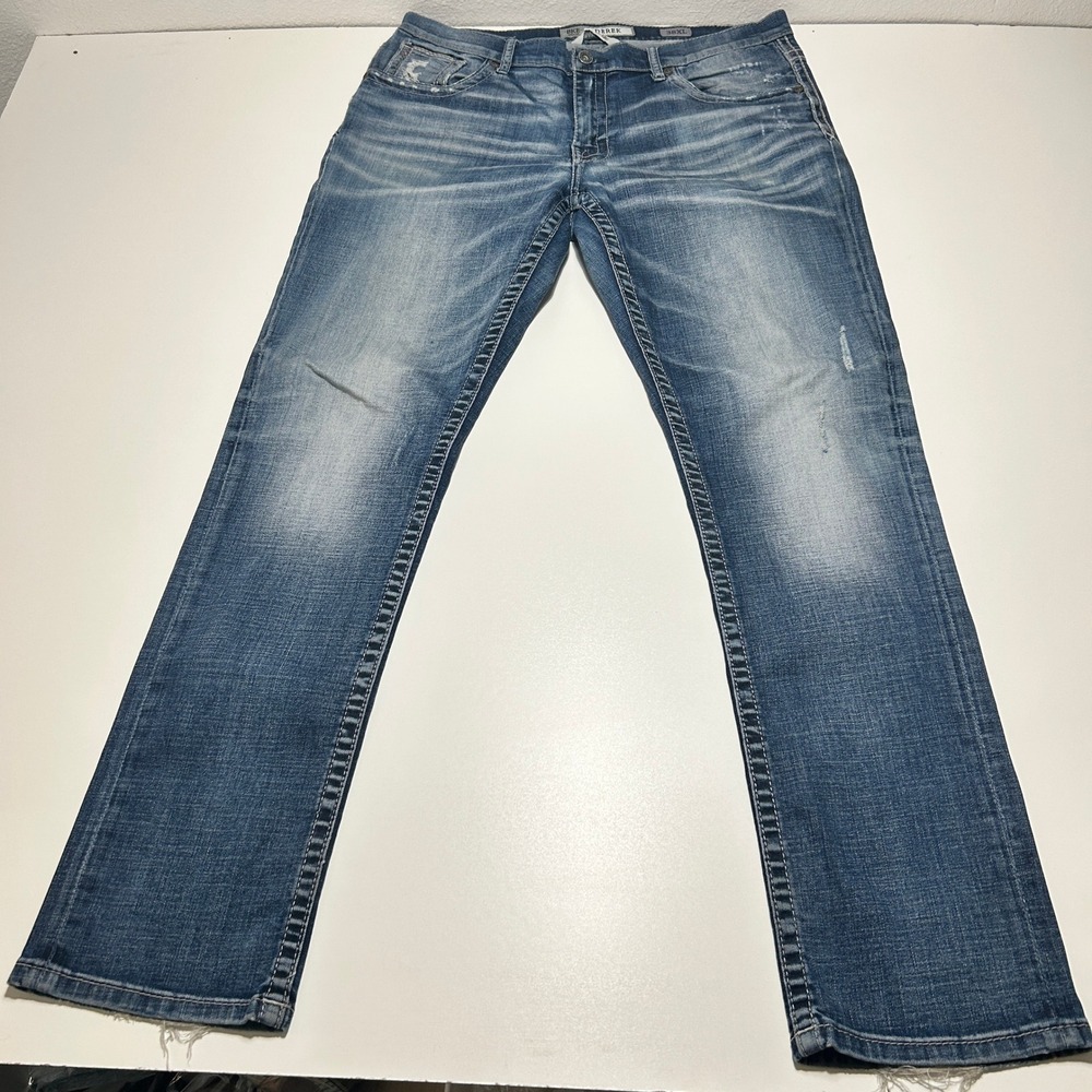 BKE Derek Straight Leg Jeans Mens 38XL Distressed Medium Wash Blue Denim